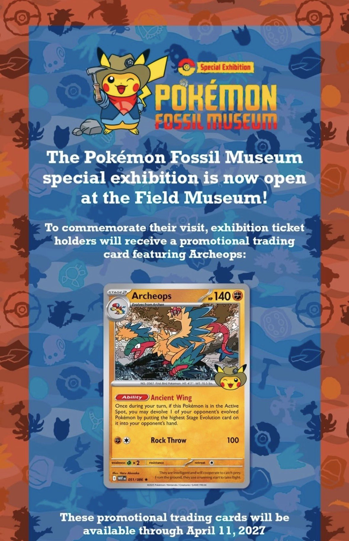 Archeops Promo Card Free at Chicago's Pokémon Fossil Museum