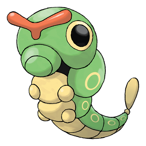 Caterpie - bug type Pokémon #10, official artwork from Pokédex