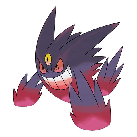 Gengar-mega - Ghost/Poison type Pokémon #10038, official artwork