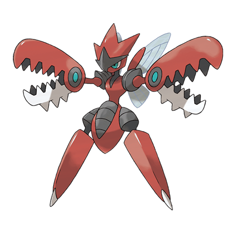 Scizor-mega - bug/steel type Pokémon #10046, official artwork from Pokédex