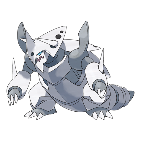 Aggron-mega - steel type Pokémon #10053, official artwork from Pokédex