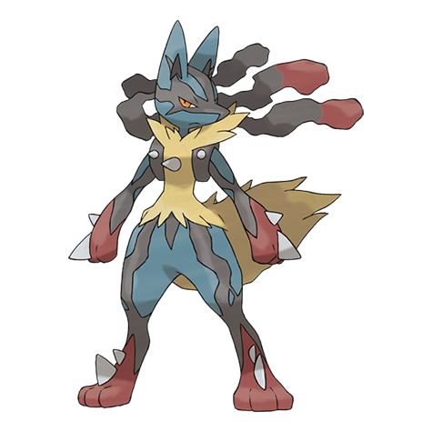 Lucario-mega - fighting/steel type Pokémon #10059, official artwork from Pokédex