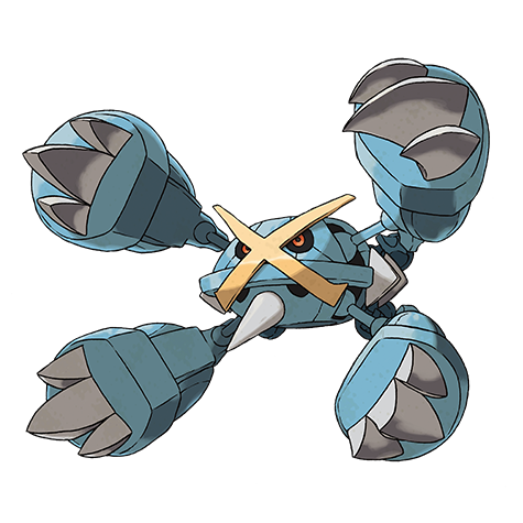 Metagross-mega - steel/psychic type Pokémon #10076, official artwork from Pokédex