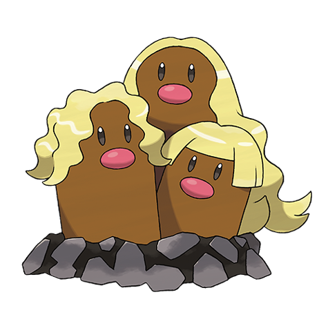 Dugtrio-alola - ground/steel type Pokémon #10106, official artwork from Pokédex