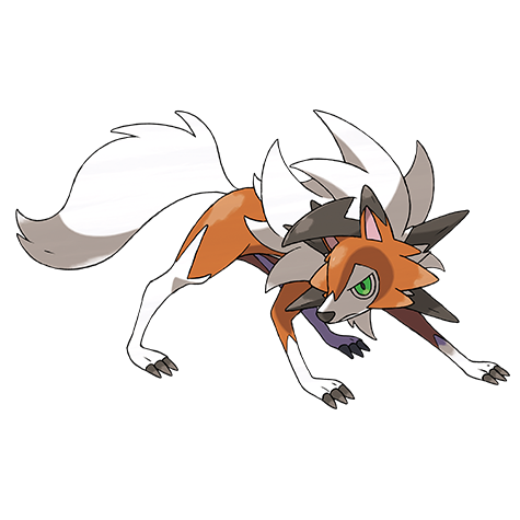 Lycanroc-dusk - rock type Pokémon #10152, official artwork from Pokédex