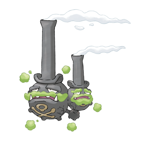 Weezing-galar - Poison/Fairy type Pokémon #10167, official artwork