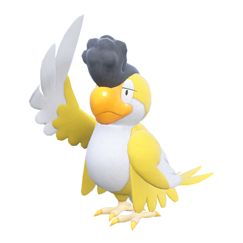Squawkabilly-yellow-plumage - normal/flying type Pokémon #10261, official artwork from Pokédex