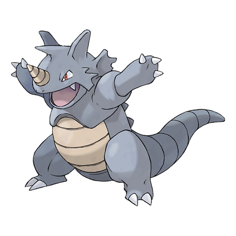 Rhydon - ground/rock type Pokémon #112, official artwork from Pokédex
