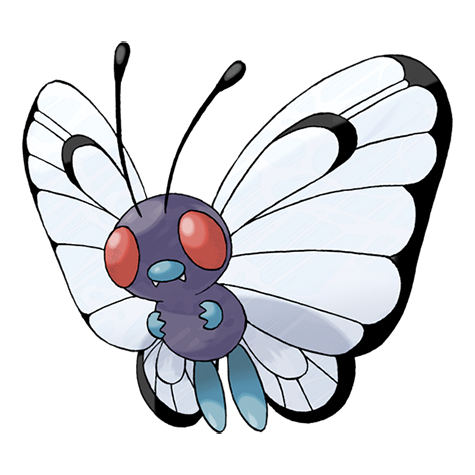 Butterfree - bug/flying type Pokémon #12, official artwork from Pokédex
