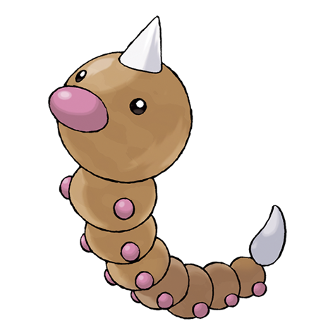 Weedle - bug/poison type Pokémon #13, official artwork from Pokédex