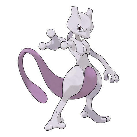 Mewtwo - psychic type Pokémon #150, official artwork from Pokédex