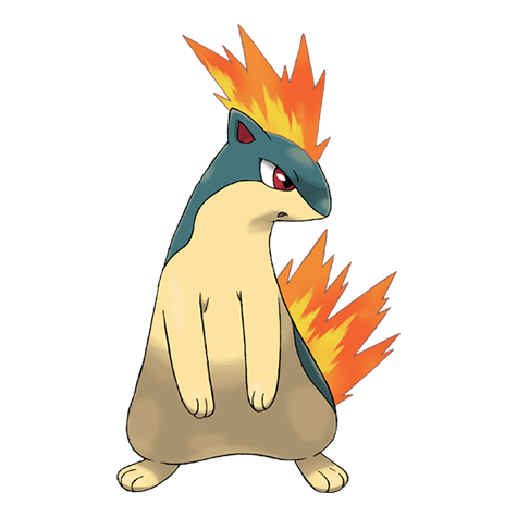 Quilava - fire type Pokémon #156, official artwork from Pokédex