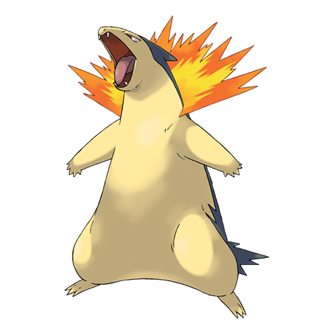 Typhlosion - fire type Pokémon #157, official artwork from Pokédex