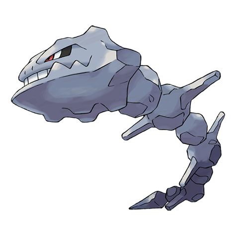 Steelix - steel/ground type Pokémon #208, official artwork from Pokédex