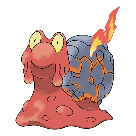 Magcargo - fire/rock type Pokémon #219, official artwork from Pokédex