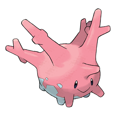 Corsola - water/rock type Pokémon #222, official artwork from Pokédex