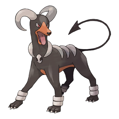 Houndoom - dark/fire type Pokémon #229, official artwork from Pokédex