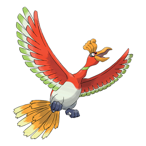 Ho-oh - fire/flying type Pokémon #250, official artwork from Pokédex