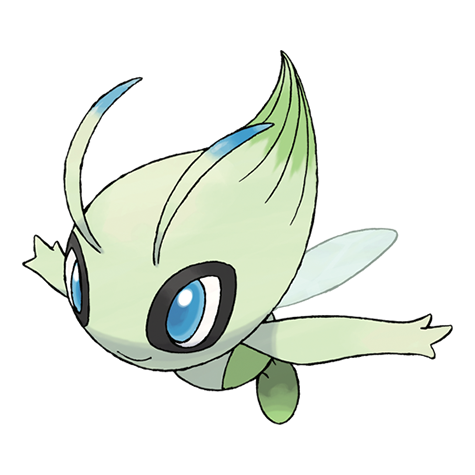 Celebi - psychic/grass type Pokémon #251, official artwork from Pokédex