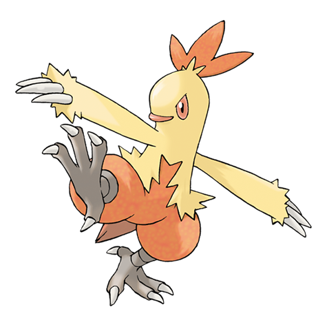 Combusken - fire/fighting type Pokémon #256, official artwork from Pokédex