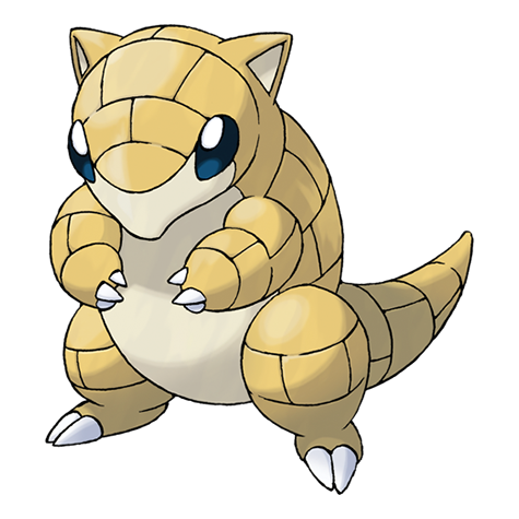 Sandshrew - ground type Pokémon #27, official artwork from Pokédex