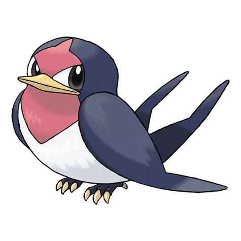 Taillow - normal/flying type Pokémon #276, official artwork from Pokédex