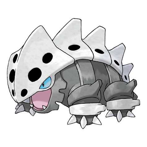 Lairon - steel/rock type Pokémon #305, official artwork from Pokédex
