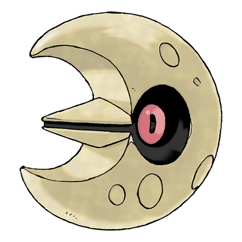 Lunatone - rock/psychic type Pokémon #337, official artwork from Pokédex