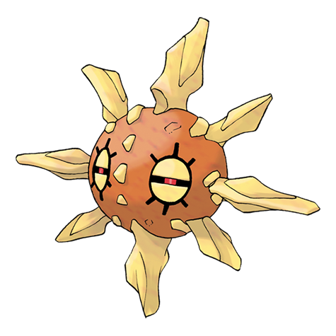 Solrock - rock/psychic type Pokémon #338, official artwork from Pokédex