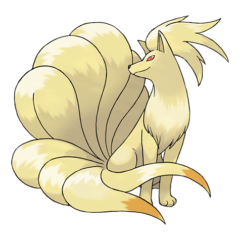Ninetales - fire type Pokémon #38, official artwork from Pokédex