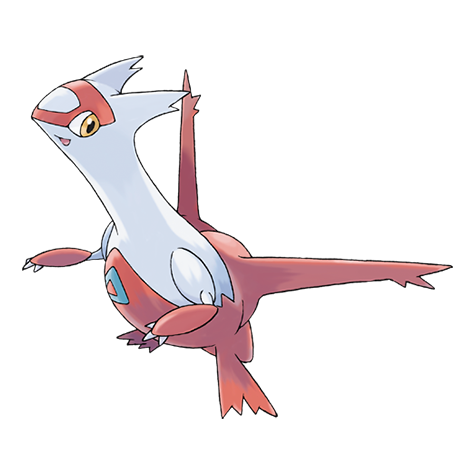 Latias - dragon/psychic type Pokémon #380, official artwork from Pokédex