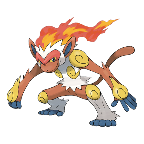 Infernape - fire/fighting type Pokémon #392, official artwork from Pokédex
