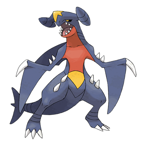Garchomp - dragon/ground type Pokémon #445, official artwork from Pokédex