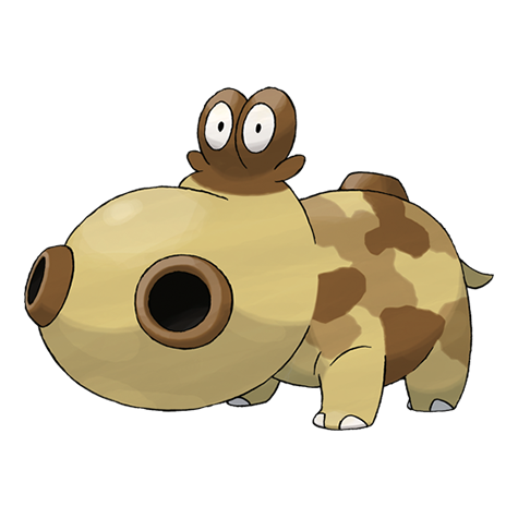 Hippopotas - ground type Pokémon #449, official artwork from Pokédex