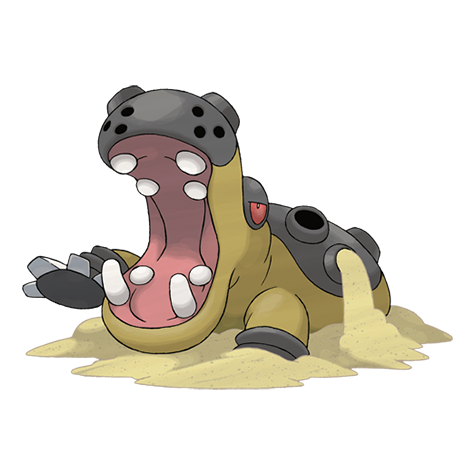 Hippowdon - ground type Pokémon #450, official artwork from Pokédex