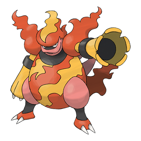 Magmortar - fire type Pokémon #467, official artwork from Pokédex