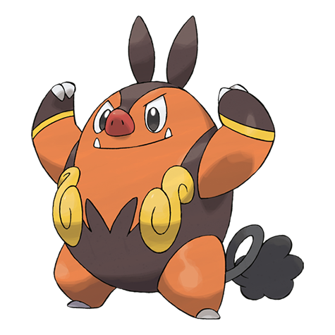 Pignite - fire/fighting type Pokémon #499, official artwork from Pokédex