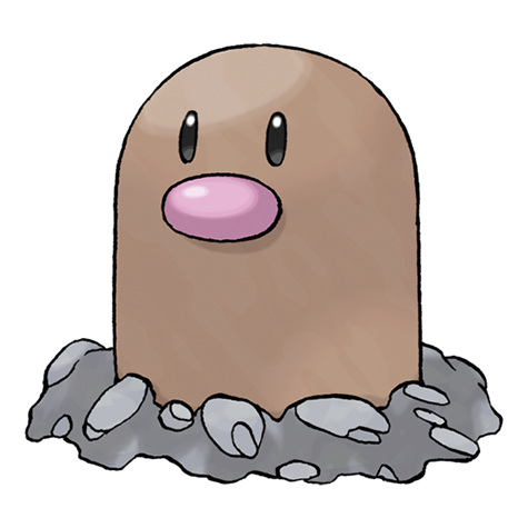Diglett - ground type Pokémon #50, official artwork from Pokédex