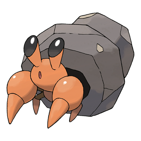 Dwebble - bug/rock type Pokémon #557, official artwork from Pokédex