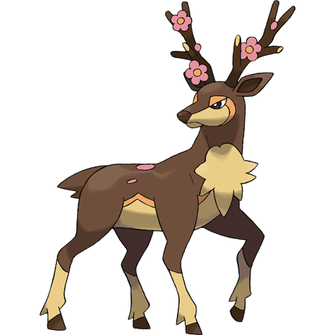 Sawsbuck - normal/grass type Pokémon #586, official artwork from Pokédex