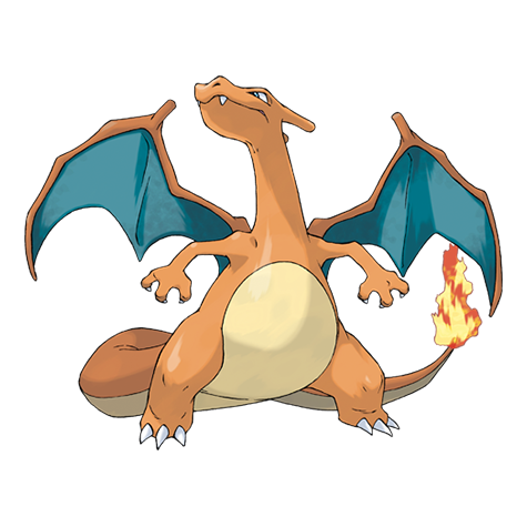 Charizard - fire/flying type Pokémon #6, official artwork from Pokédex