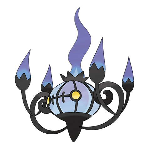 Chandelure - ghost/fire type Pokémon #609, official artwork from Pokédex