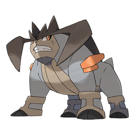 Terrakion - rock/fighting type Pokémon #639, official artwork from Pokédex