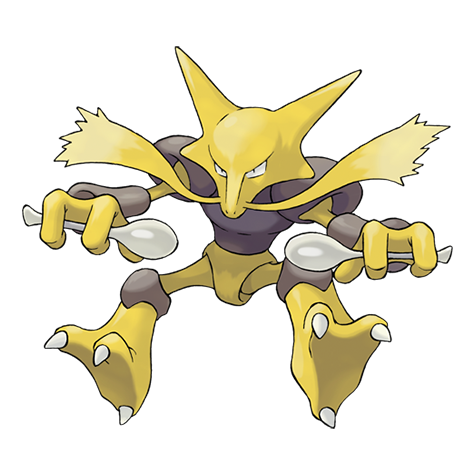 Alakazam - psychic type Pokémon #65, official artwork from Pokédex