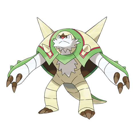 Chesnaught - Grass/Fighting type Pokémon #652, official artwork
