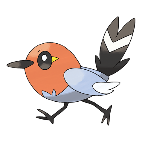 Fletchling - normal/flying type Pokémon #661, official artwork from Pokédex