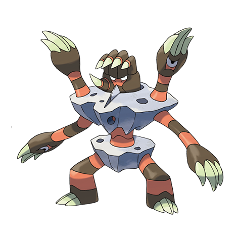 Barbaracle - rock/water type Pokémon #689, official artwork from Pokédex
