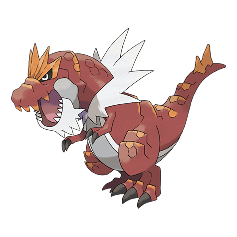 Tyrantrum - rock/dragon type Pokémon #697, official artwork from Pokédex