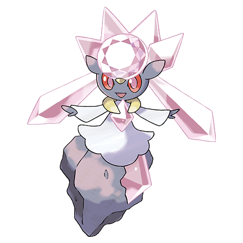Diancie - rock/fairy type Pokémon #719, official artwork from Pokédex