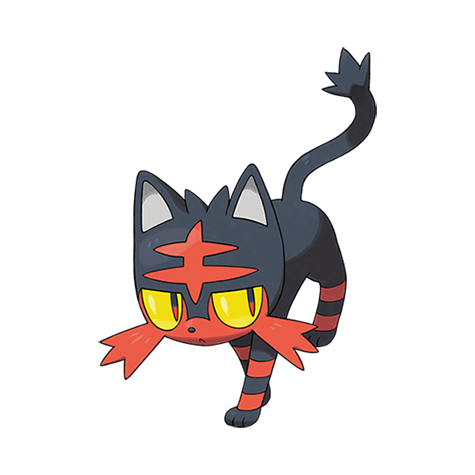 Litten - fire type Pokémon #725, official artwork from Pokédex